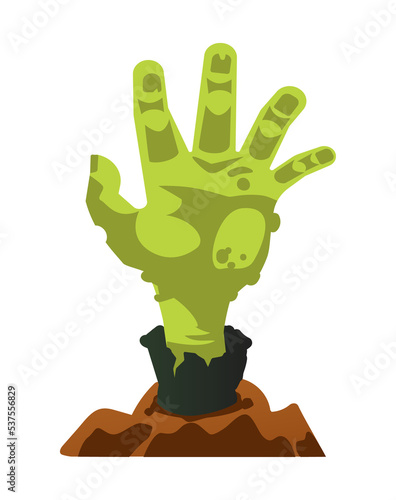 Hand reaches out from the grave - modern cartoon style object