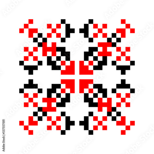 Traditional Ukrainian knitted embroidery art, ethnic mandala ornament vyshyvanka