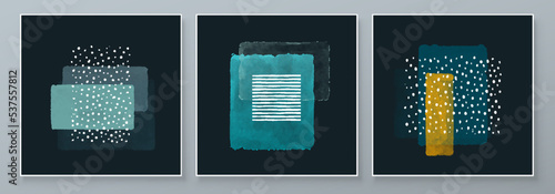 Set of Abstract Hand Painted Illustrations for Wall Decoration, Postcard, Social Media Banner, Brochure Cover Design Background. Square Modern Abstract Painting Artwork. Square Vector Pattern