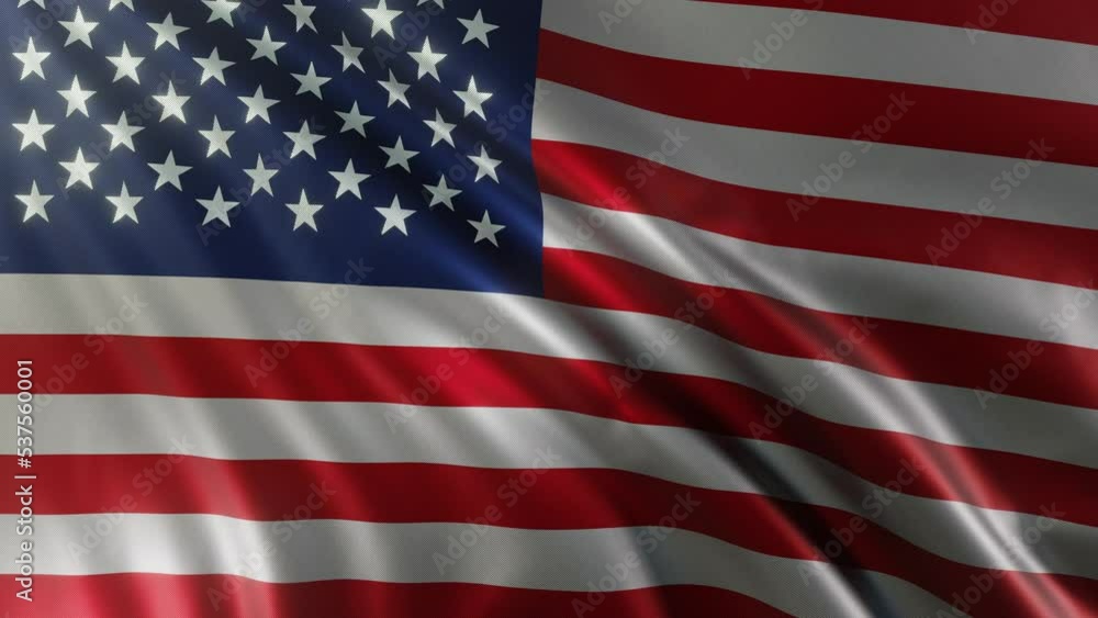 A waving Flag of the United States of America (USA) in the best quality with a fabric texture. Slow motion. 4K loop animation. A waving Flag of the United States of America (USA) in the best quality with a fabric texture. Slow motion. 4K loop animation.