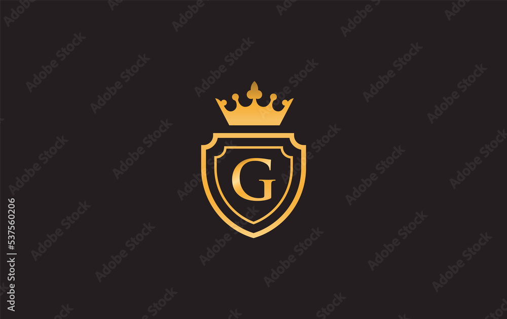 Crown and shield icon and royal luxury symbol. King and queen abstract geometric logo with letters and alphabets