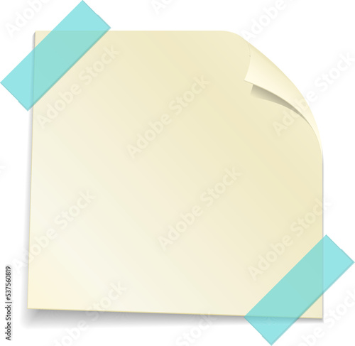 Blank paper note template. Square reminder memo