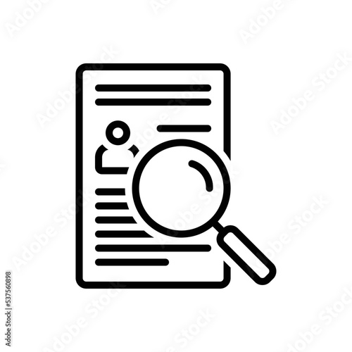 Black line icon for findings
