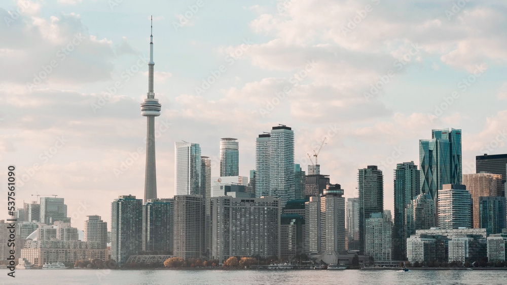 city skyline at sunset