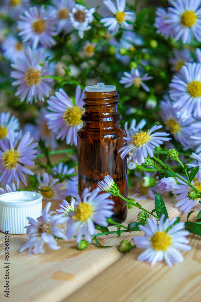 flower oil in glass bottles.homeopathy.selective focus flower oil in glass bottles.homeopathy.selective focus