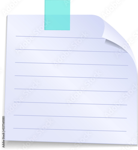 Message note mockup. Lined paper memo sheet