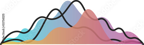 Area chart icon. Data distribution infographic element