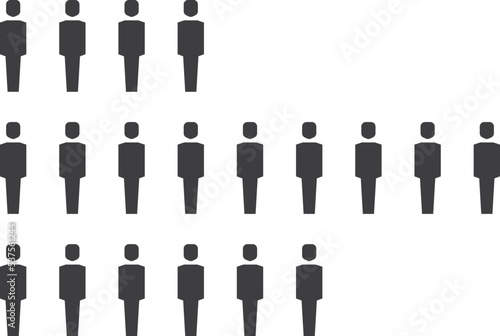 People counting infographics element. Black population statistic icon