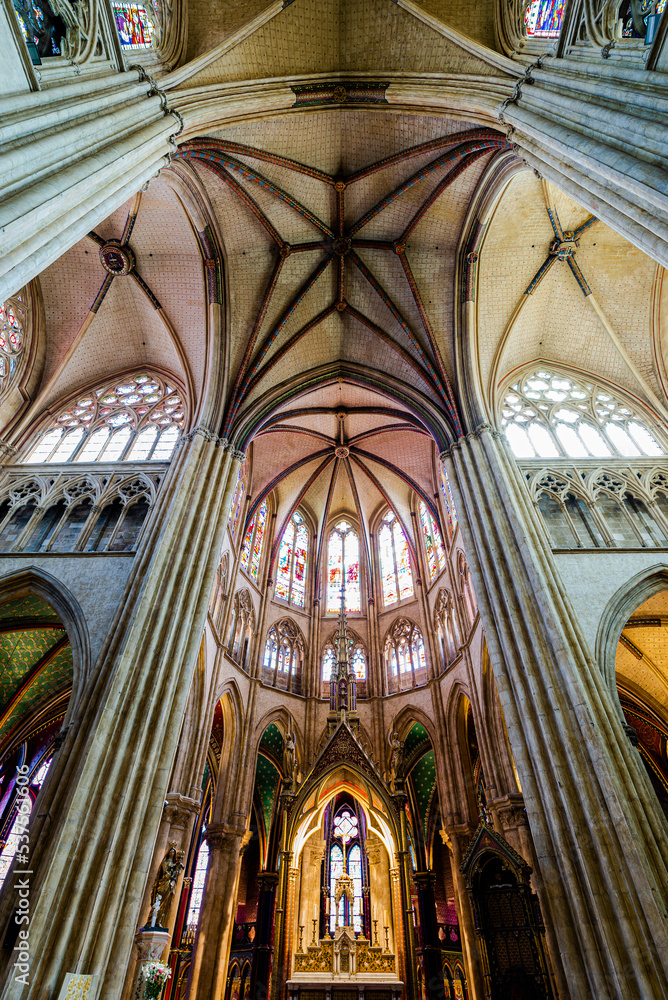 Interior of the Cathedral of Saint Mary, Bayonne, France.