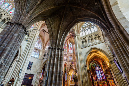 Interior of the Cathedral of Saint Mary, Bayonne, France.