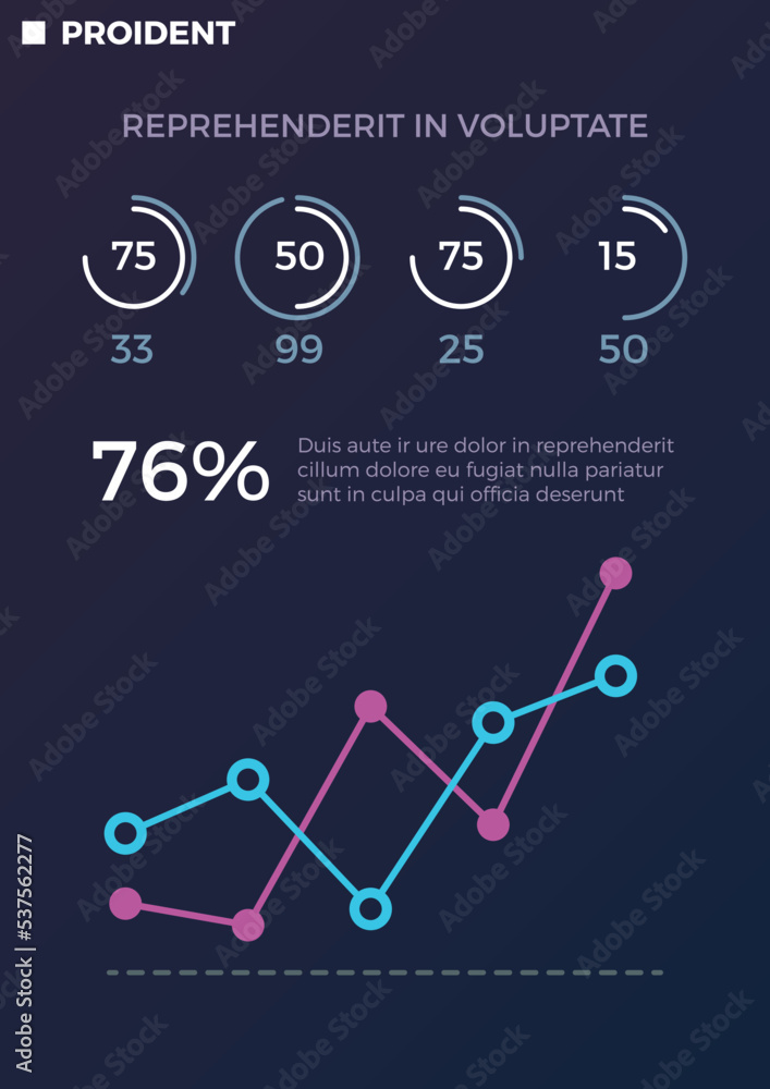Presentation slide template. Line chart data vertical flyer Stock