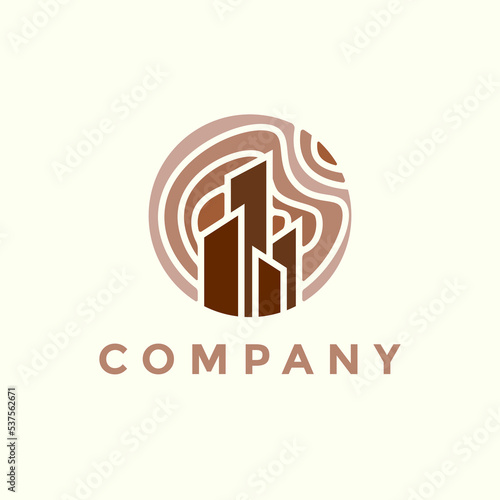 Modern wood building logo illustration design for your company or business