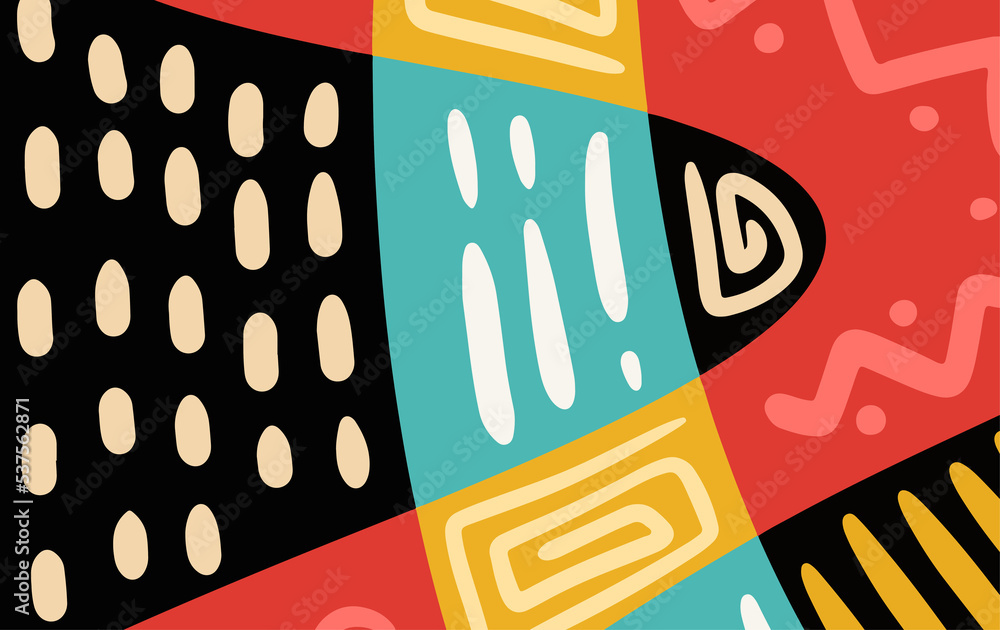 Obraz premium Abstract trendy background design in ethnic style. Retro modern illustration outline stroke pattern