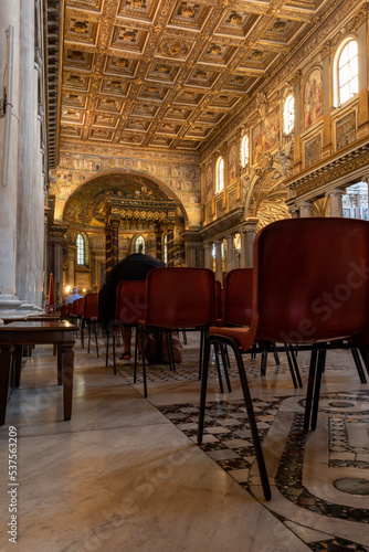 Internal View of the Pontifical Basilic Of Santa Marria Maggiore in the Center of Rome