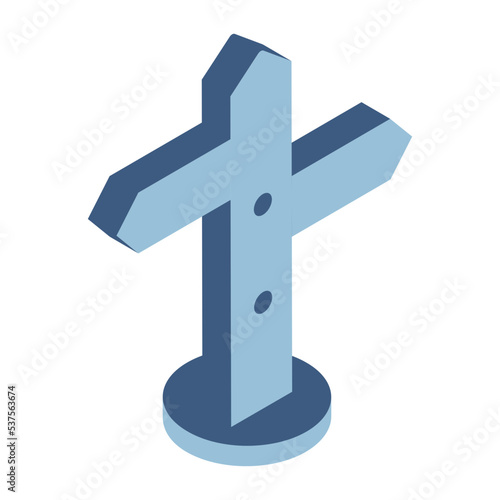 On road Signpost Vector Icon isometric Design, Motor Vehicle Service and automobile repair shop Symbol, Lorry spare parts Sign,  automotive technician equipment stock illustration, Metal direction boa