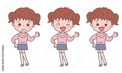 ツインテールの女の子　表情バージョンセット