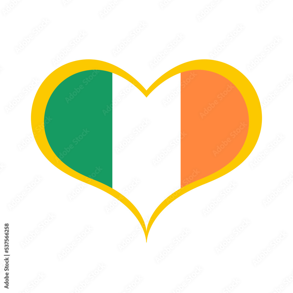 Ireland Flag in a Golden Heart Icon. Vector Image. Ireland Flag in a Golden Heart Icon. Vector Image.