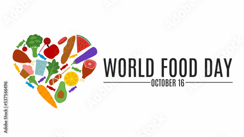 illustration of food forming a heart shape isolated on white background. suitable for the calendar of world food day events on october 16