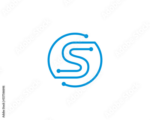 Circle Digital Technology Letter S Logo Icon 001