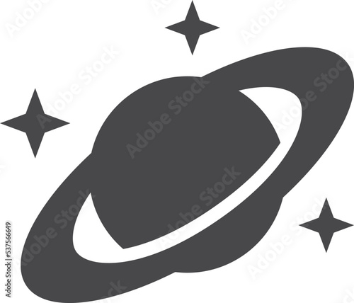 Planet black icon. Space body with orbit ring