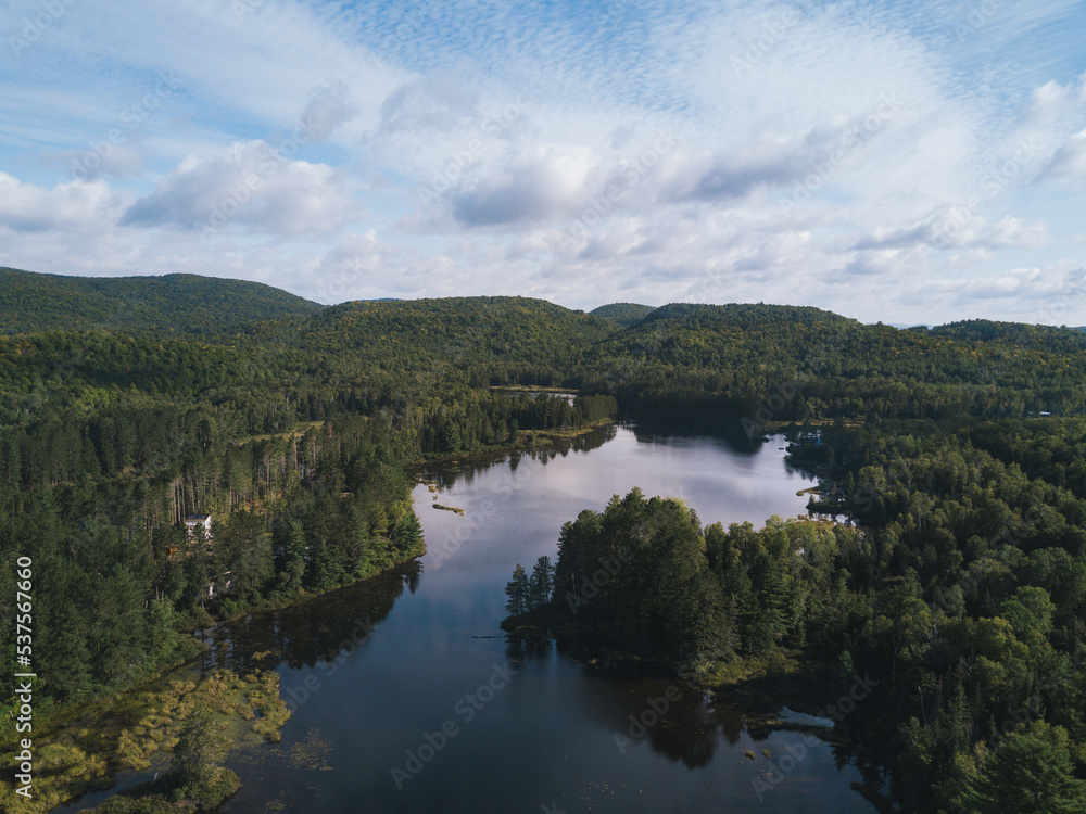 Aerial View of lake in Quebec, Canada
