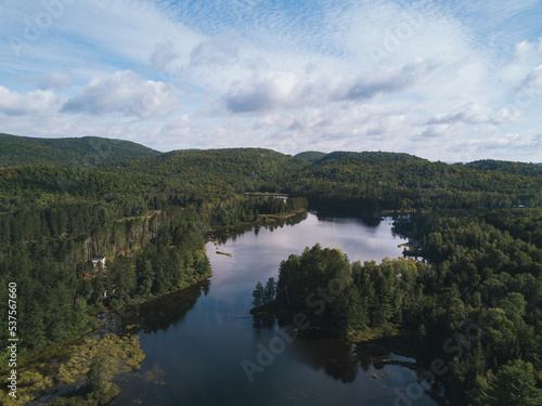 Aerial View of lake in Quebec, Canada
