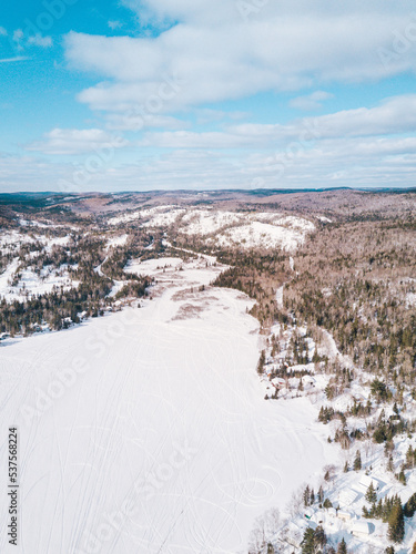 Aerial view of Winter in Quebec, Canada