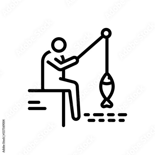 Black line icon for fishing