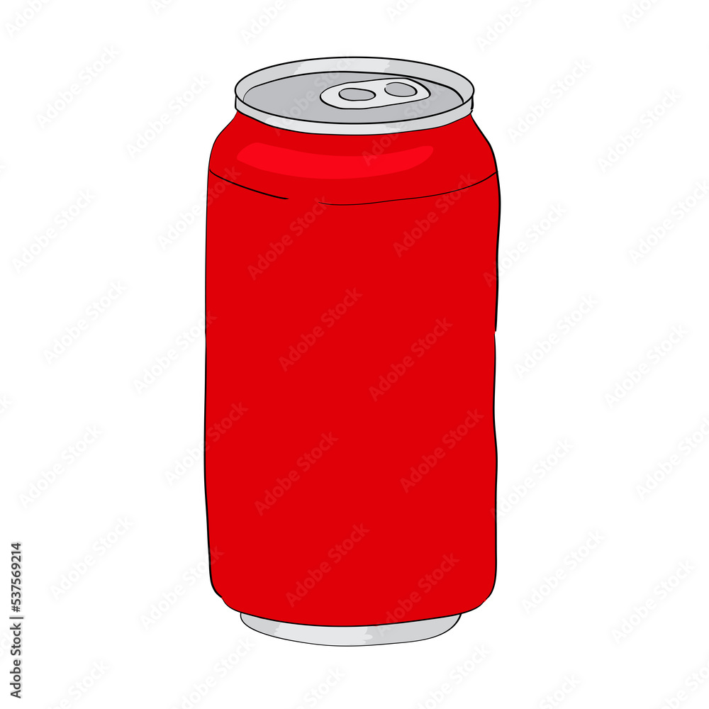 Red can of soda or cola. Hand drawing. Vector illustration isolated on white background Red can of soda or cola. Hand drawing. Vector illustration isolated on white background