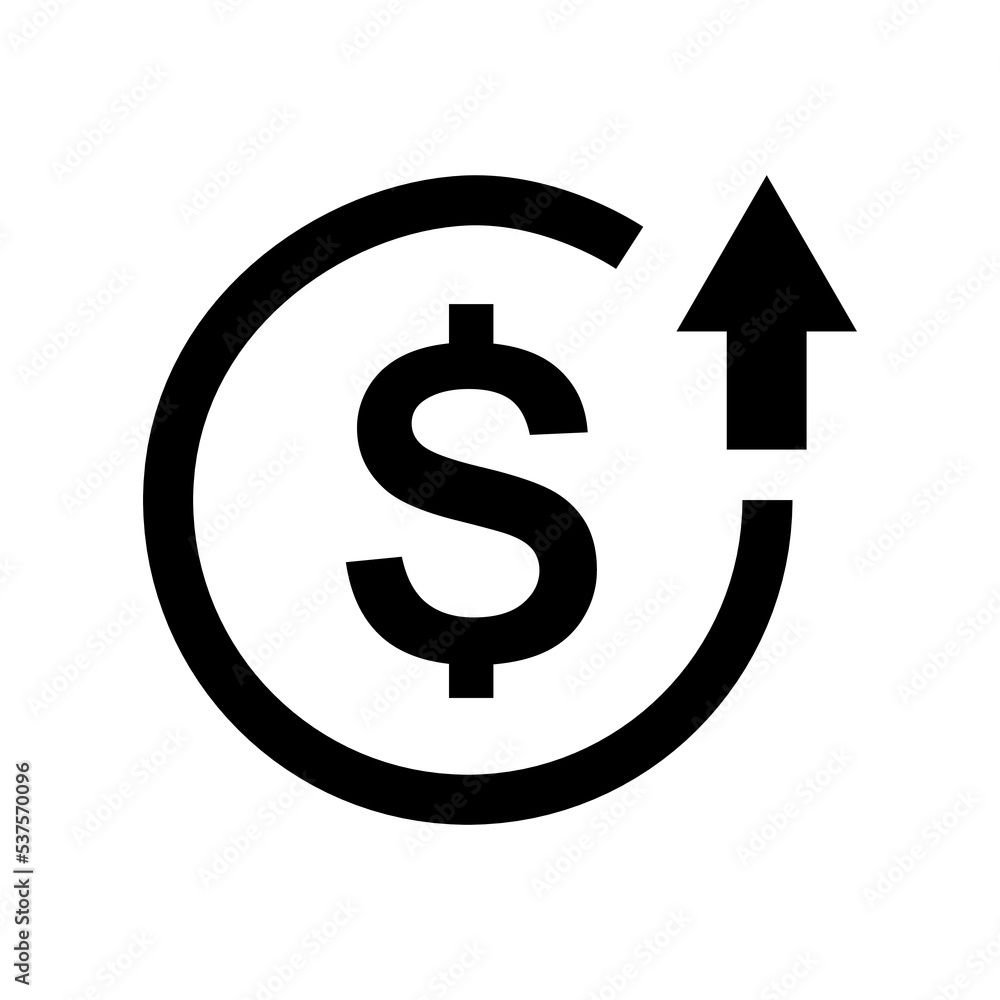 Dollar up Icon Flat Style Isolated Vector Illustration. Vector illustration Dollar up Icon Flat Style Isolated Vector Illustration. Vector illustration