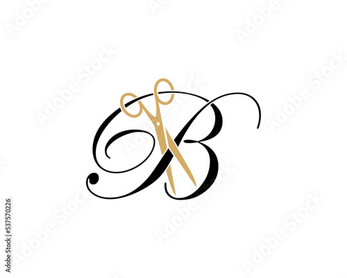 Letter B with scissor logo Vector 001