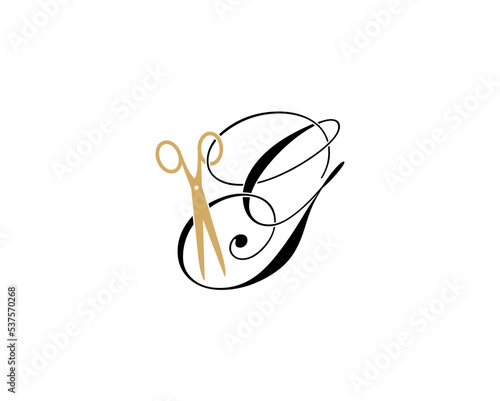 Letter G with scissor logo Vector 001