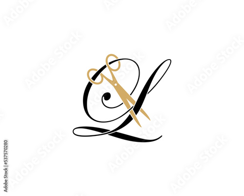 Letter L with scissor logo Vector 001