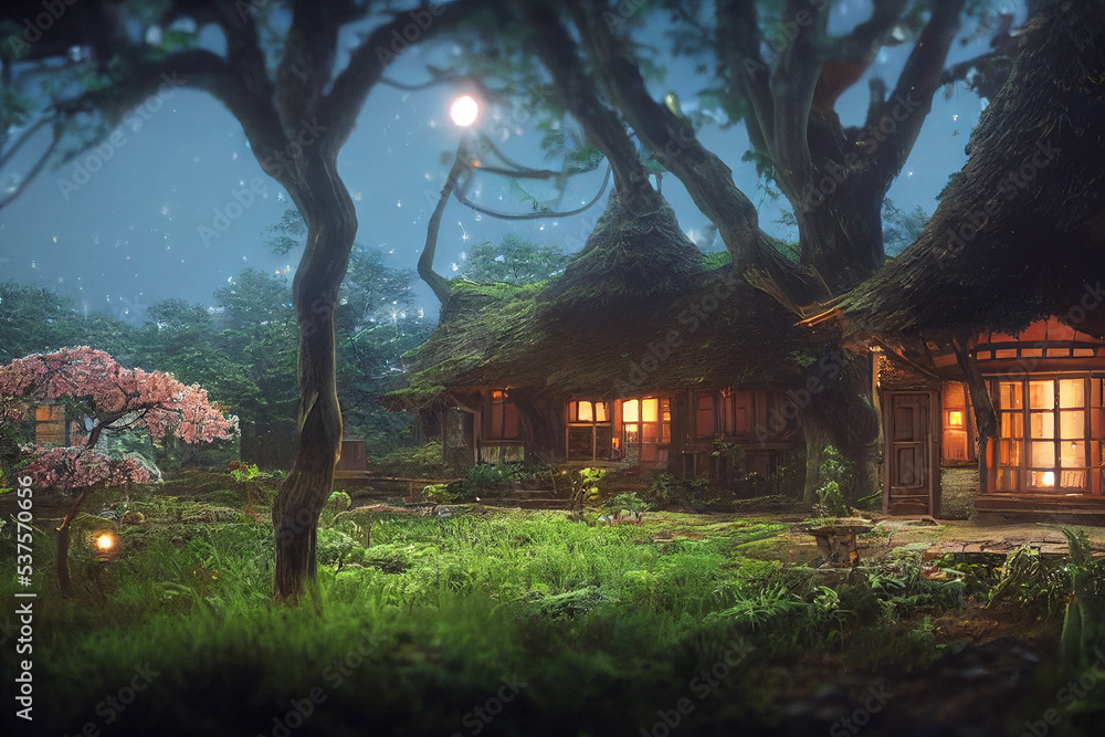 Fantasy house in the forest. Digital artwork Fantasy house in the forest. Digital artwork