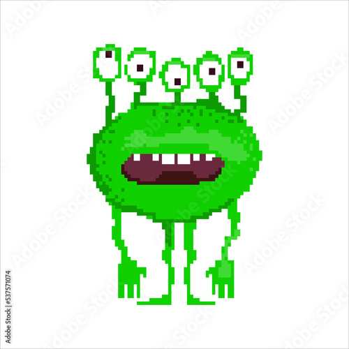 pixel art illustration draw artwork design character bit icon symbol set of alien monster video game