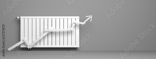 Classic Radiator with arrow in front of background - 3D Illustration