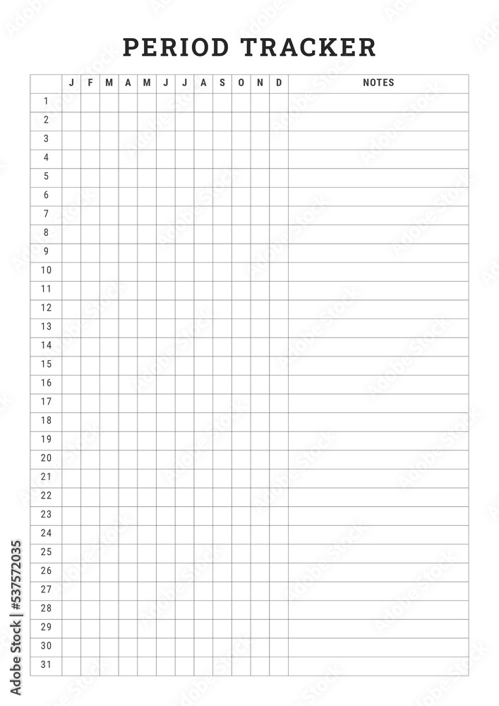 Period Tracker Template Period Tracker Template