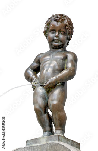 Statue of a pissing boy Manneken Pis in Brussels isolated