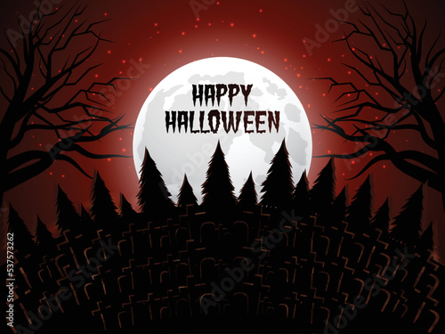 Halloween illustration with Colorful moon night background design 