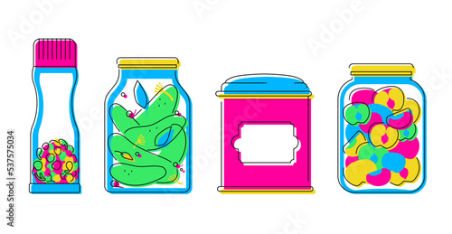 Home preparations and storage - line design style objects set