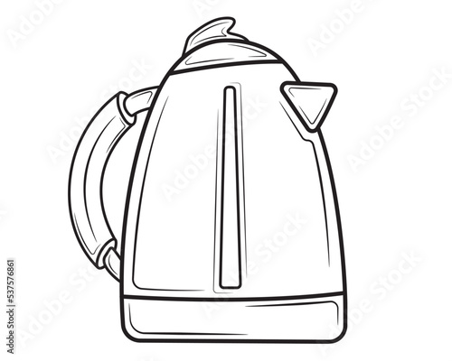 Kettle. Electric kettle for home use in the kitchen. For boiling water for tea or coffee. Vector illustration isolated on white background.