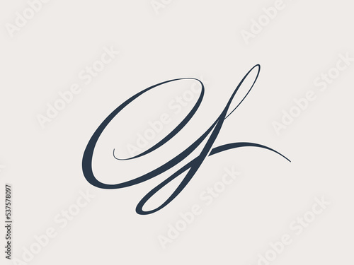 CF monogram logo.Calligraphic signature icon.Letter c, letter v characters.Lettering sign isolated on light background.Wedding, fashion, beauty alphabet initials.Handwritten style.
