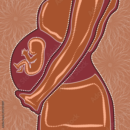 Art of a pregnant woman in aboriginal style
