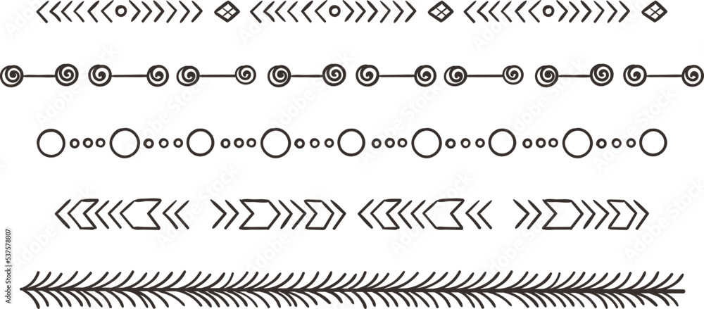 Tribal ornament. Horizontal boho pattern. Decorative doodle Tribal ornament. Horizontal boho pattern. Decorative doodle