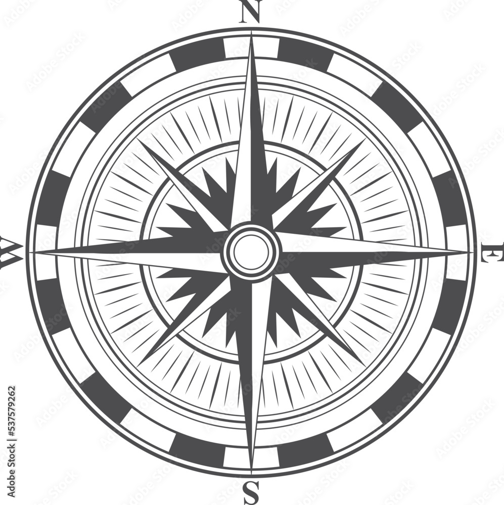 Retro wind rose symbol. Old nautical compass Retro wind rose symbol. Old nautical compass