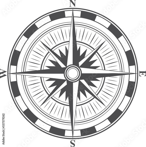 Retro wind rose symbol. Old nautical compass