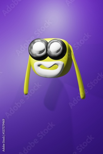 qute yellow icon in 3d rendering photo