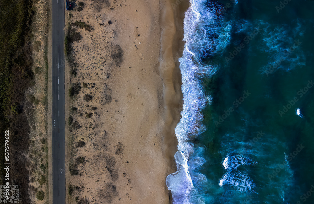 Mesmerizing top down aerial shot over Aleppu beach in Bulgaria Mesmerizing top down aerial shot over Aleppu beach in Bulgaria