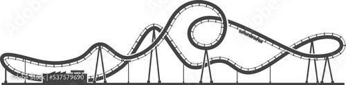 Rollercoaster silhouette. Black carnival ride icon. Amusement park symbol