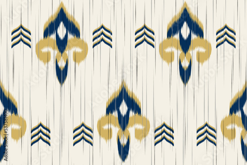 Ikat geometric folklore ornament with tribal ethnic seamless striped pattern Aztec style. oriental pattern traditional Design for background, clothing, wrapping, Batik, fabric, vector, illustration.